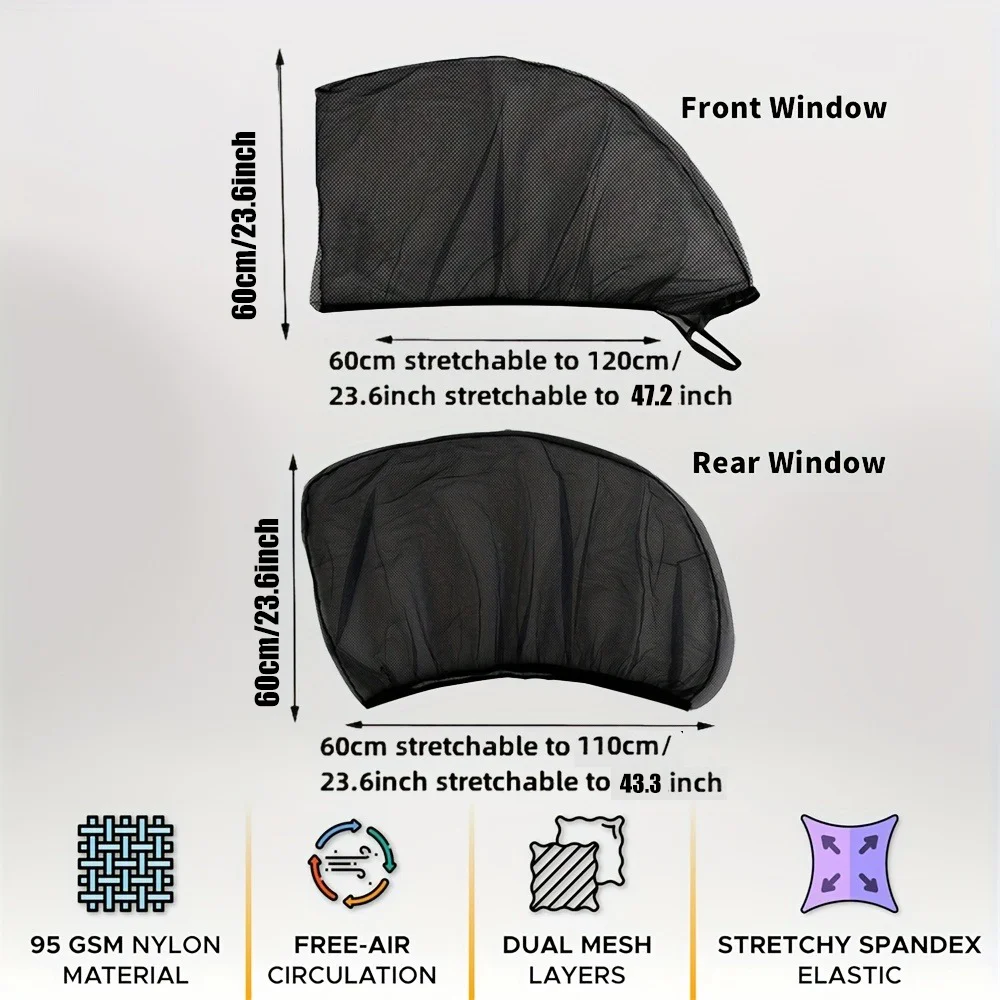 4pcs Full Car Window Mosquito Net Sunshade Anti-Mosquito Car Mosquito Net Universal for Sedans and SUVs Car Door Screen Window