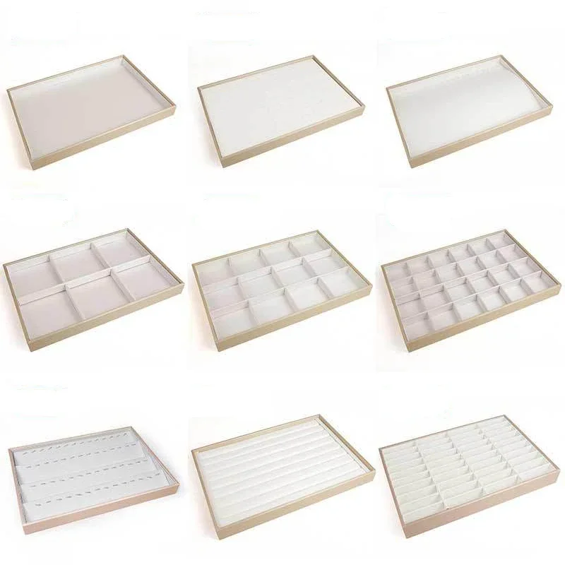 

Large Stackable PU Leather Jewelry Organizer Tray with Removable Dividers for Earring Necklace Bracelet Rings Storage Case