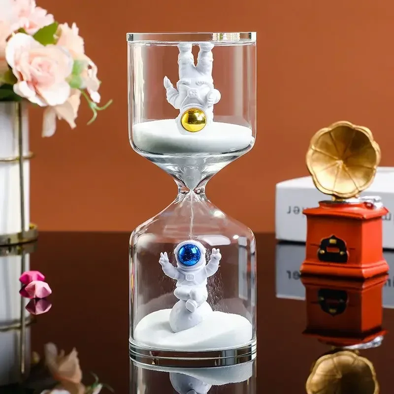 5/10/30/60 Min Creative Astronaut Sand Clock Hourglass Timer Transparent Glass Gifts As Delicate Home Decorations Pendant New