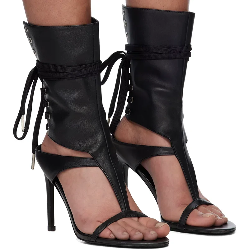 Mette หนัง One Word เข็มขัดรองเท้าแตะเซ็กซี่ Pointed Toe Thin Heel สินค้าใหม่แฟชั่นผู้หญิงรองเท้าโมเดิร์น