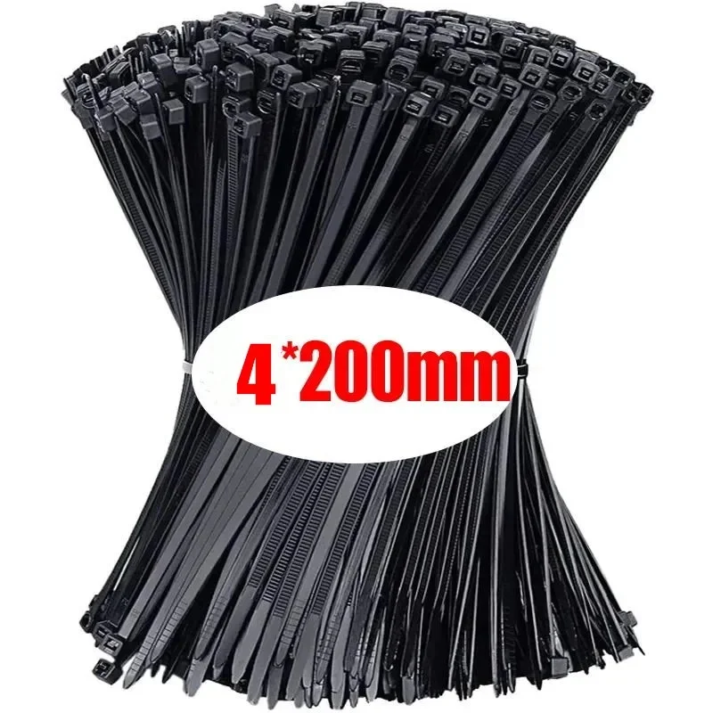 1000/100PCS Self-locking Plastic Nylon Tie Black Fastening Strap Cable-Tie-Set Cable Zip Tie Fastening Ring Zip Wraps Strap Tie image 3