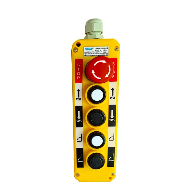 Electric Crane Remote Control Push Button Emergency Stop Switch Rainproof UP Down Hoist Switch Wear-resistant Durable