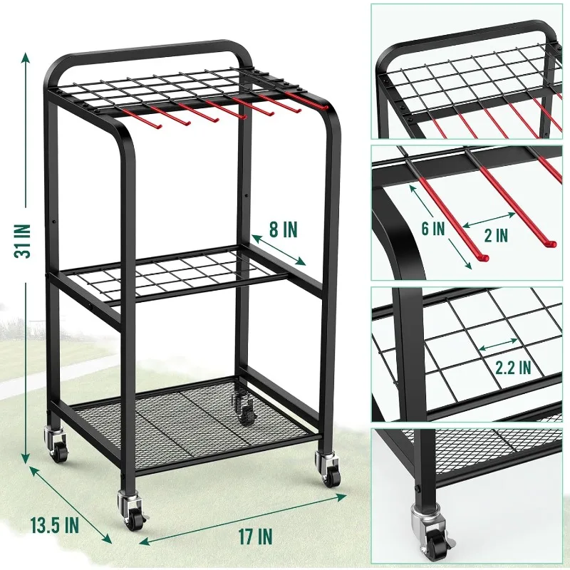 Heavy Duty Garden Tool Storage, Alloy Steel Garden Tool Organizer with Wheels - Sturdy Metal Garden Tool Organize