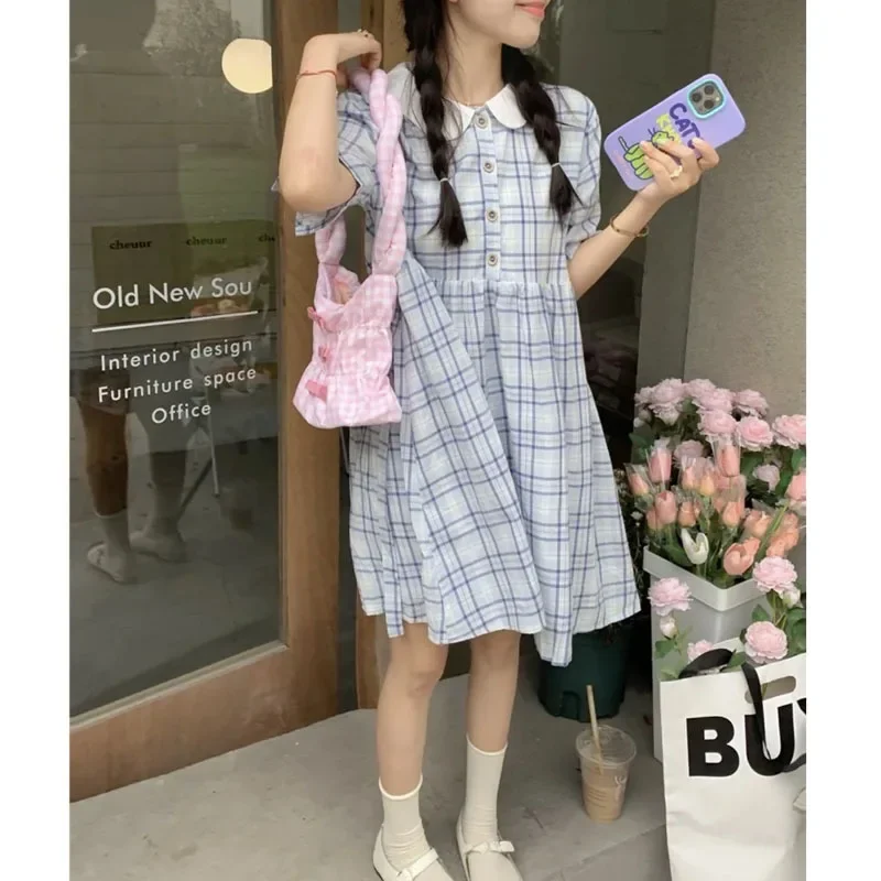 Korean Style Cute Bow Cotton Checked Girl Handbag Small Summer Colors Ruched Women Shoulder Bag Totes Bolsos Pink