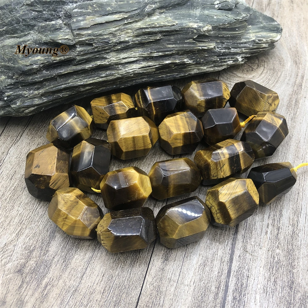 

Large Faceted Natural Tiger Eye Stone Cutting Nugget Pendant Beads For DIY Jewelry Making MY220641