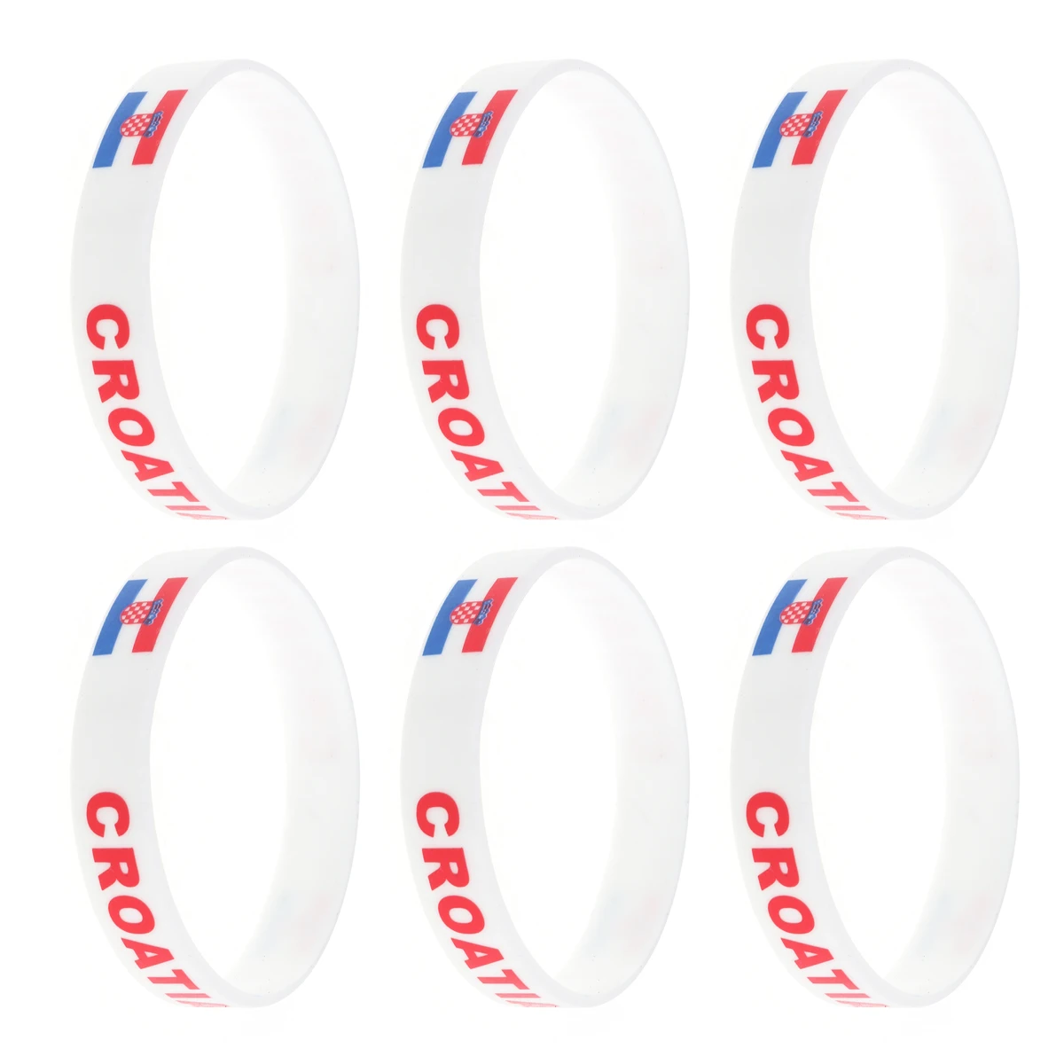 

6 pcs Silicone Wristbands Premium Size Fits Most Football Games Sports Events Country Wrist Bands Flag