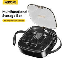 WEKOME 65W Retractable Data Cable for Fast Charging, Multi-USB Charging Adapter Cable Set, Multi-function Storage Box