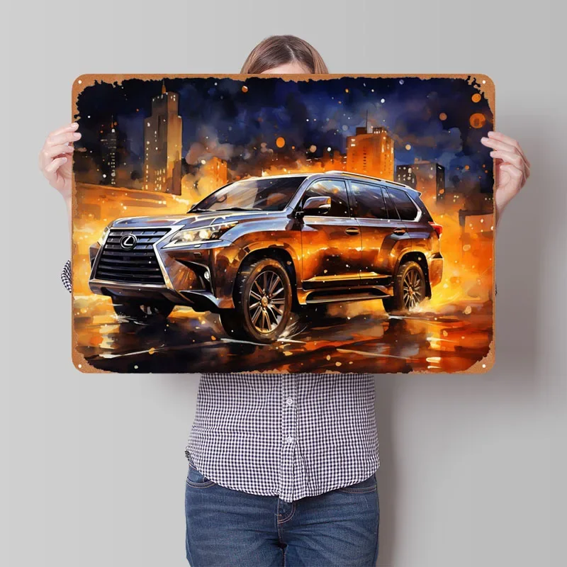 My Lexus GX Sport Pack Car Sign Wall Art Decor Coffee Bar Vintage Metal Tin Sign Plaques for Garage Wall Decoration Man Cave