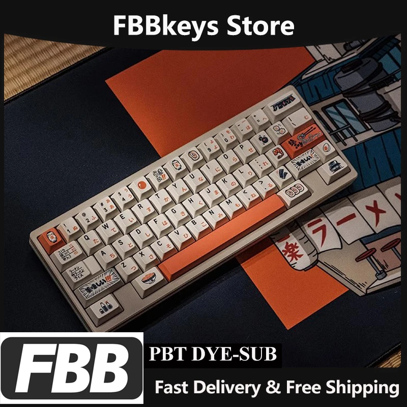 

FBB Keycap Japanese Yile Ramen Theme PBT For Cherry Profile Mechanical Keyboard Keycaps MX Switch Creative Gift 1.7mm Thickness