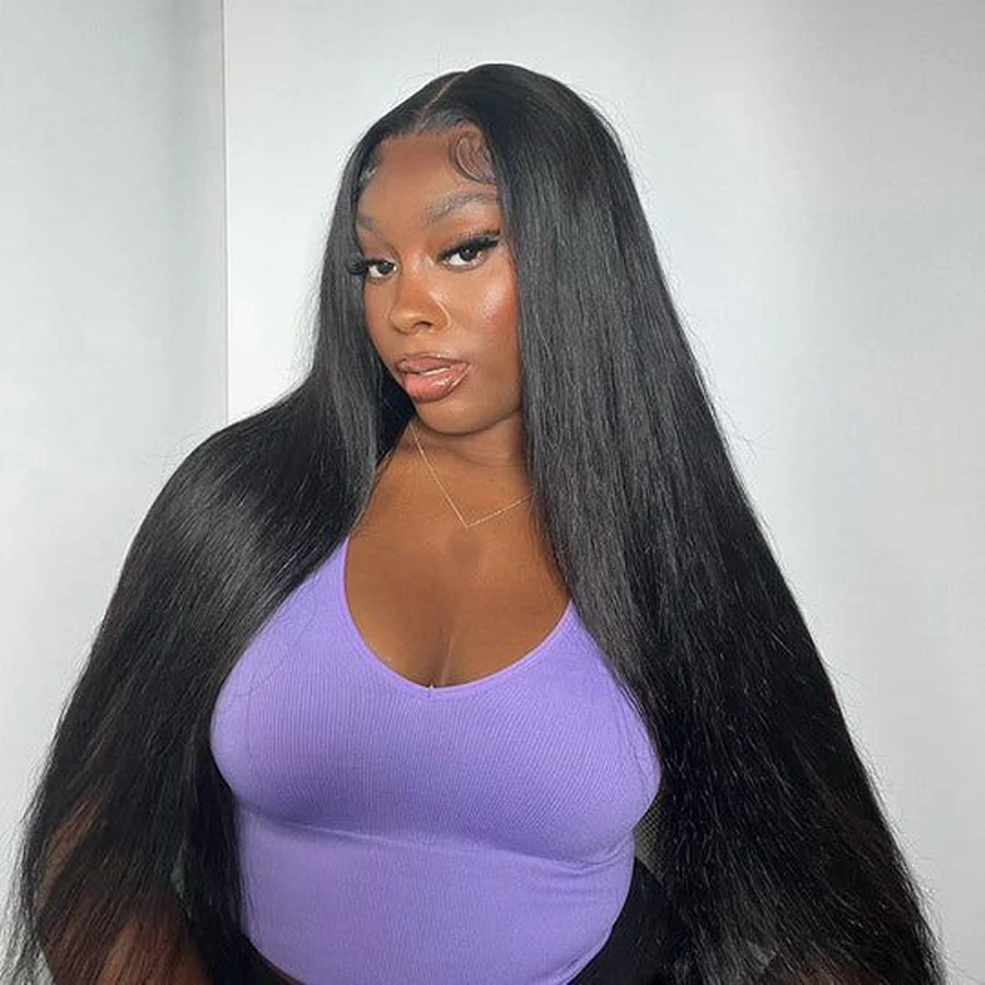 30 بوصة شعر طبيعي مفرود قبل قطعها مع شعر الطفل 13x4 HD الدانتيل الشفاف الجبهة الباروكات للنساء 250 الكثافة الطبيعية الأسود