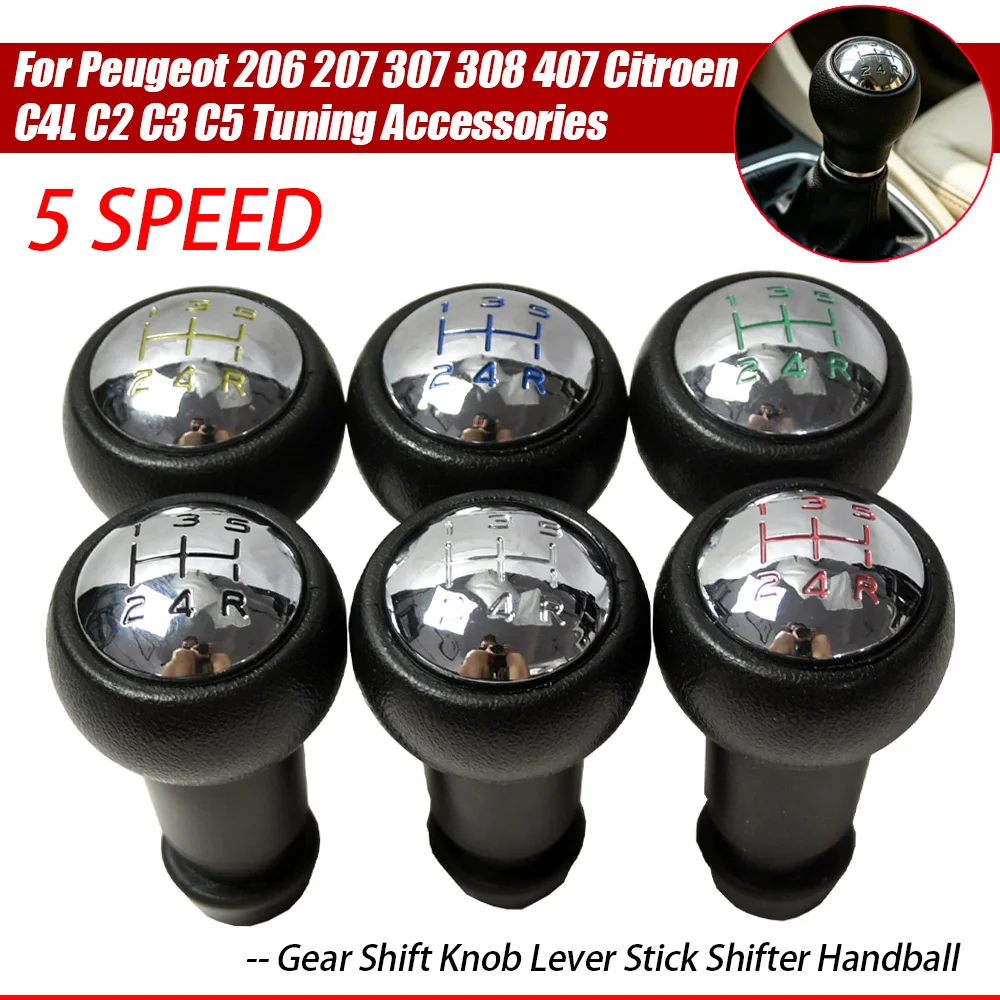 5 Speed Car Gear Stick Shift Knob Lever Change Handle For Peugeot 206 207 307 308 407 Citroen C4L C2 C3 C5 Tuning Accessories