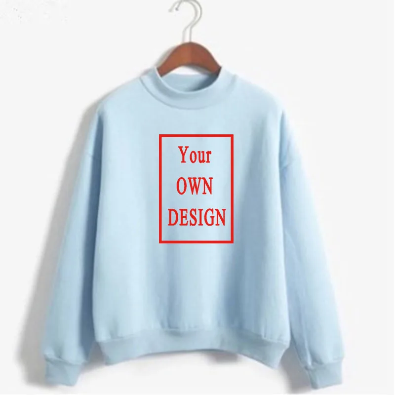 Your OWN Design Brand Logo/Picture Custom print women Oneck Knitted Pullovers Thick Autumn Winter Candy Color Loose DIY Hoodies