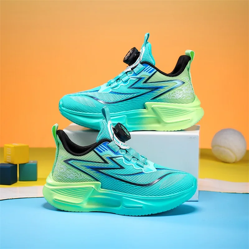 Lightweight Children Sneaker Boys Running Shoes Knit Fabric Design Thick Sole Kids Casual Walking Sneaker Tennis Shoes for Boy