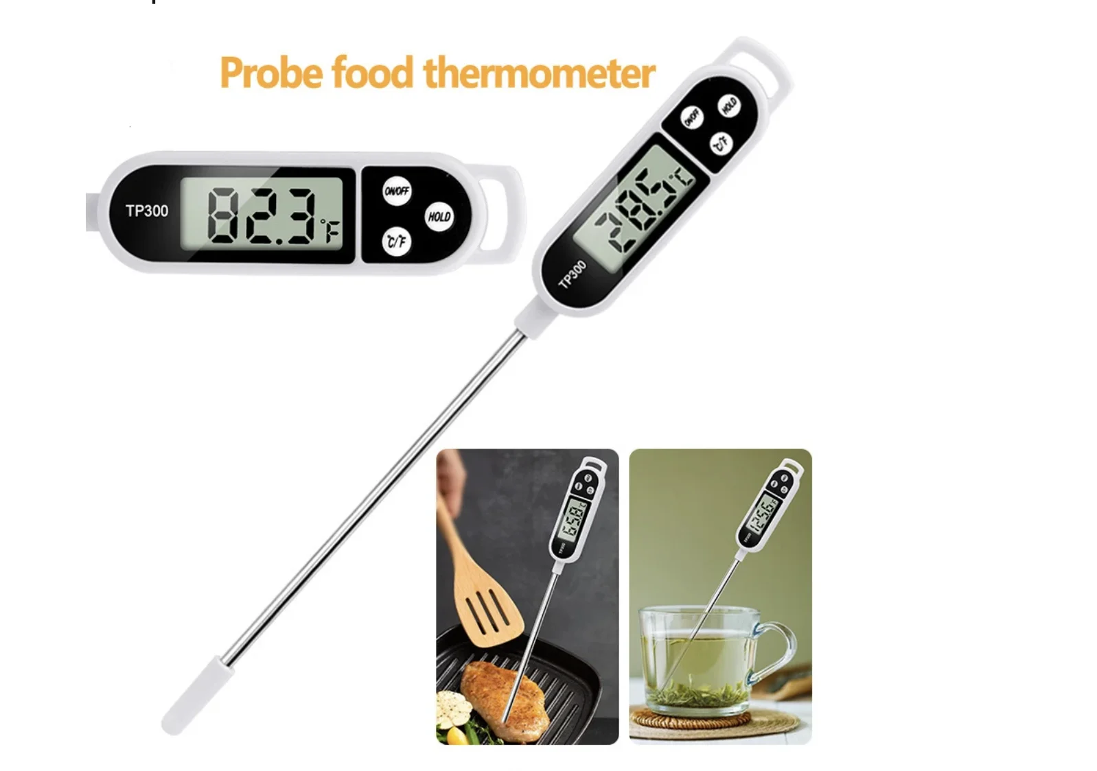 1PCS Food Thermometer TP300 Digital Kitchen Thermometer For Meat Cooking Food Probe BBQ Electronic Oven Kitchen Tools Portable