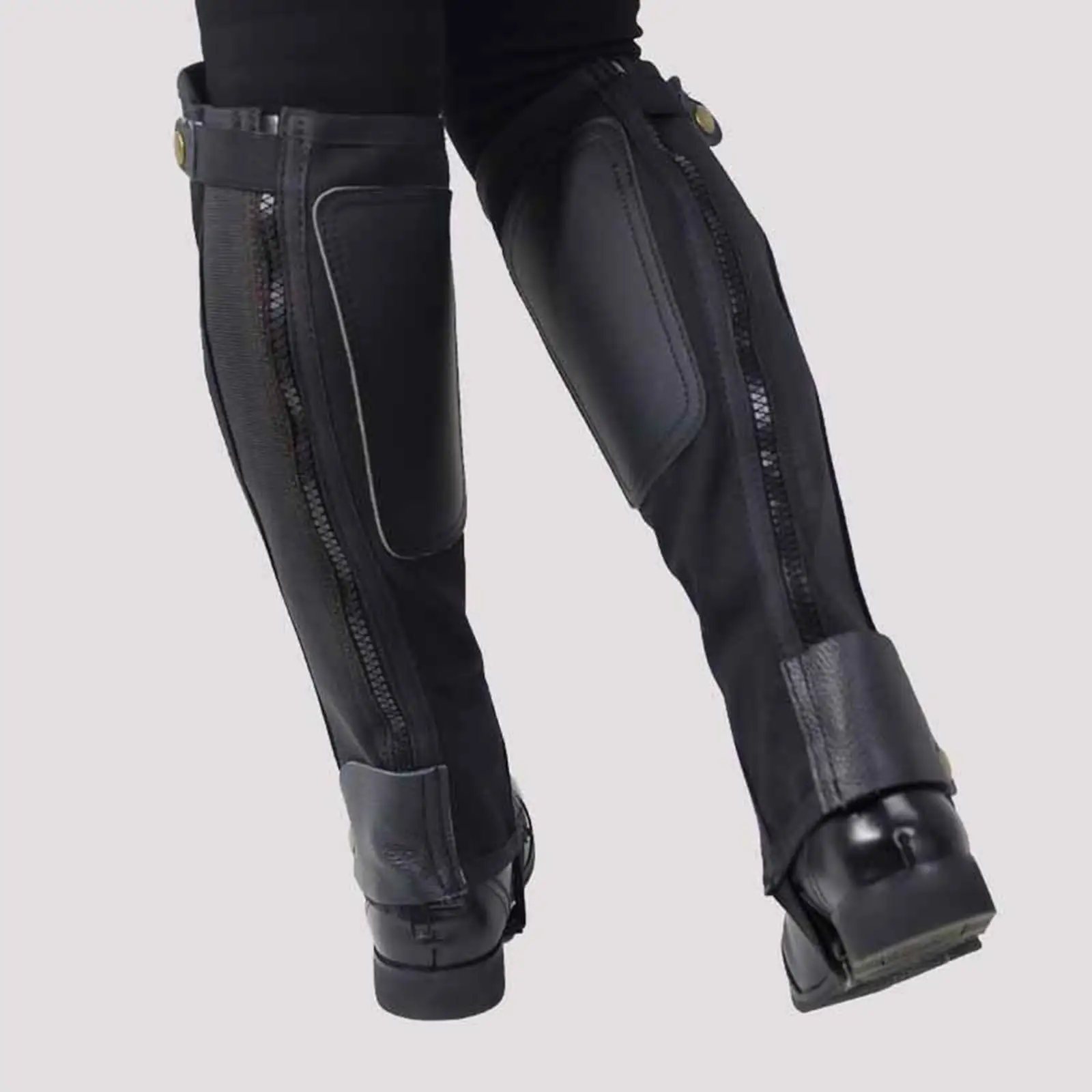 breathable-equestrian-half-chap-canvas-wear-resistant-protector-boot-cover-with-side-zipper-for-horse-riding-activities