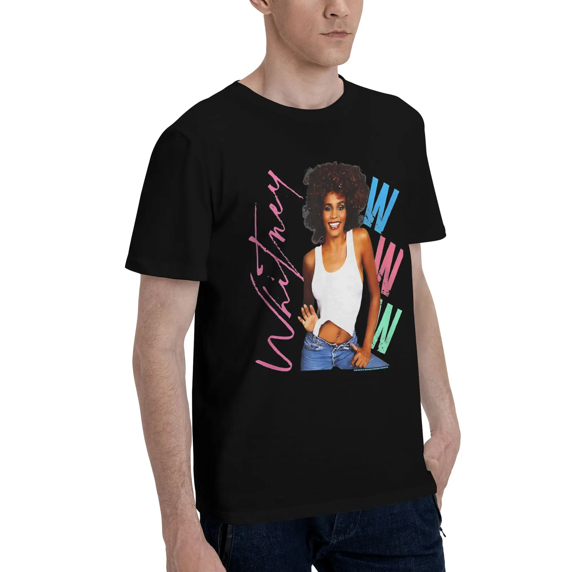 Vintage Inspired  Funny Graphic 100% Cotton T-Shirt Whitney Houston Tees Tops For Men