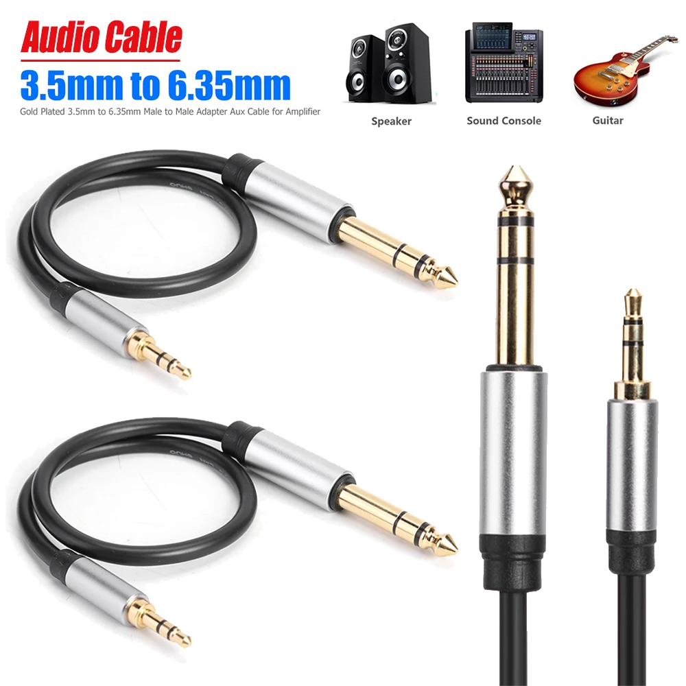 Audio Line Gold Plated 3.5mm Jack Male to 6.35mm Plug Male TRS Audio Cable Headphone Adapter Converter Cable 0.3/1/1.5/1.8/3m