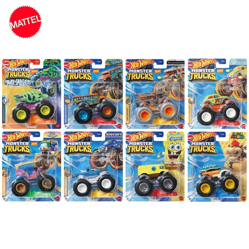 Original Mattel Hot Wheels Monster Trucks Car Toy Volkswagen Beetle SpongeBob SquarePants Vehicle Toys for Boys Birthday Gift