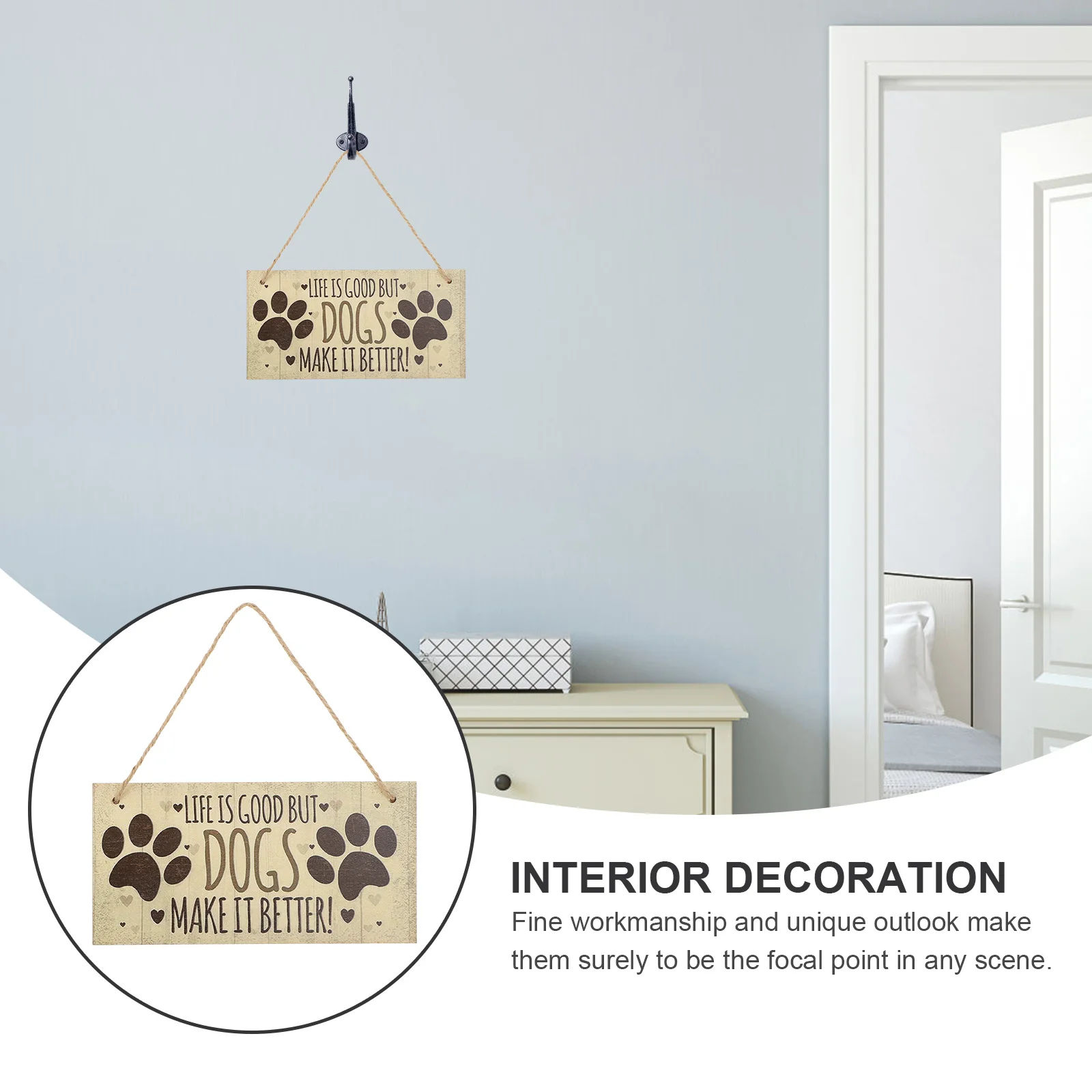 

5pcs Wall Tags Wooden Door Signs Front Door Hanging Board Dog Warning Sign Decor Hanging Doorplates For Home Decor Party