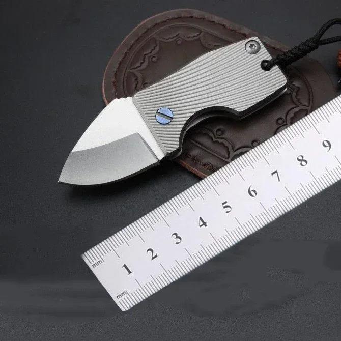 

Mini Keychain Fatty Pocket Folding Knife D2 Blade Titanium Handle Tactical Rescue Hunting Camping EDC Survival Tool Knives