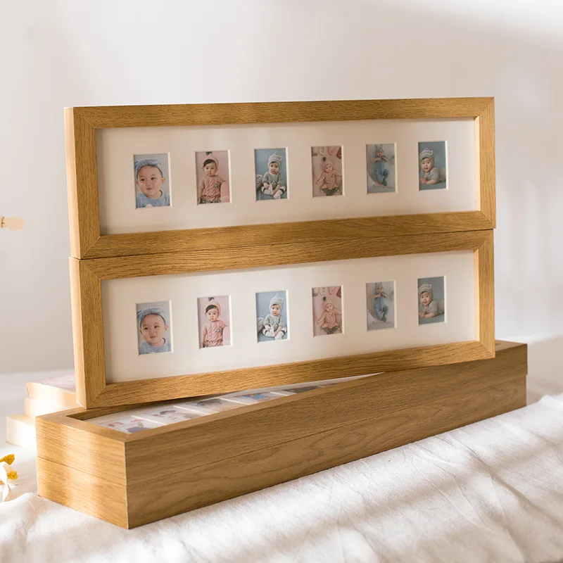 

Wooden One-inch Photo Picture Frame New Baby Growth Record Photo Frame Commemorative Growth Record Porous Picture Frame