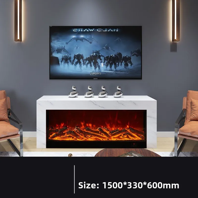 Electronic Simulation Flame Modern Living Room Wall Decoration for Villa Electric Rock Slab Fireplace TV Cabinet - view 5