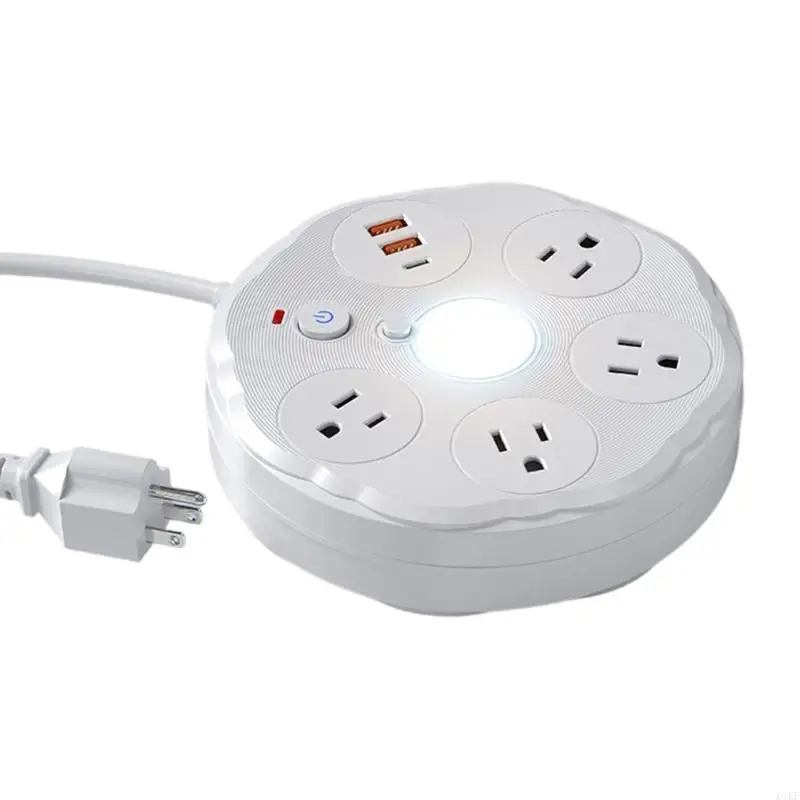 3 In 1 Desk Lamp With Power Outlet And USB Charging Port Adjustable Lighting For Bedroom Study Room Work Place K1KF