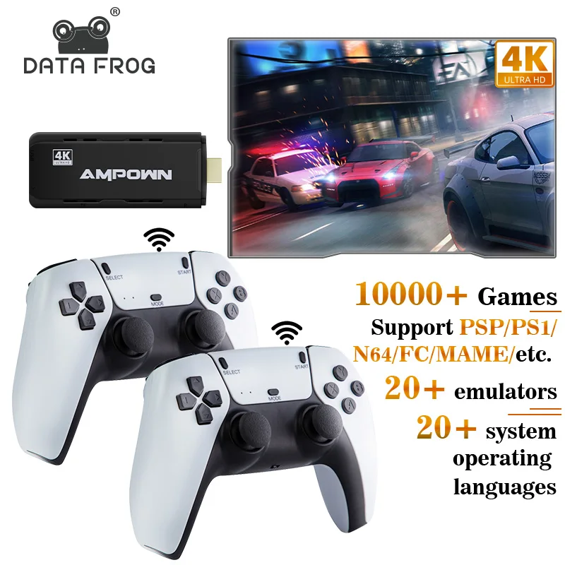 Retro TV Games Wireless Game Console 10000+ Classic Game Stick 4K Supports 20+ Emulators For PSP/PS1 For PS5 Joysticks Look