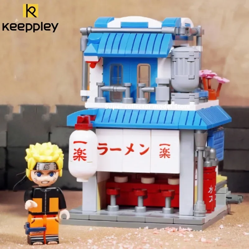 Keeppley Naruto Muyeyin Village Yile Lamian Noodles Street View decoración arquitectónica montaje miniatura de bloques de construcción juguete