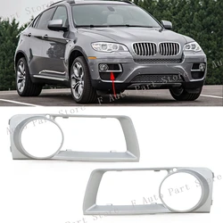 For BMW X6 E71 2012 2013 2014 Car Front Bumper Fog Light Lamp Trim Silver Frame Cover Lid 51117312595 51117312596