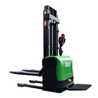 1500 Kg 2000 Kg Full Electric Stand-On Pallet Lift With Aided Steering Straddle Stackers For Pallet Stacking