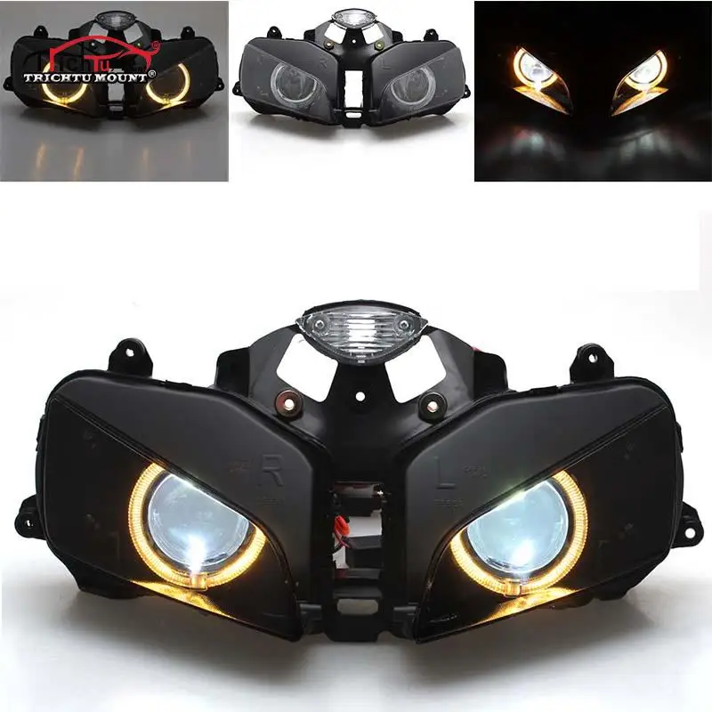 

Motorcycle Headlight Custom Angel Eye LED Head Light Lamp HID Projector Headlamp Assembly For Honda CBR600RR 2003 2004 2005 2006