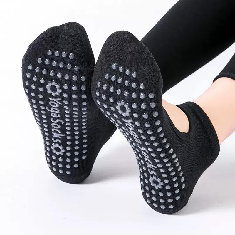 

Silicone Non-slip Backless Yoga Socks Breathable Cotton Indoor Dance Sports Socks Casual Solid Color Professional Pilates Socks