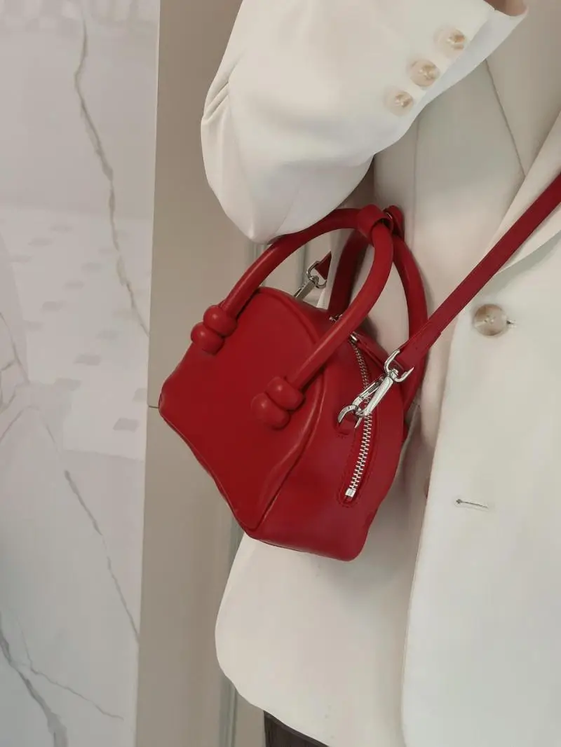 JIAERDI-Bolso de mensajero rojo Vintage para mujer, monedero Retro de cuero para niñas, bolso de mano con cremallera Y2k, bolsos cruzados casuales Harajuku para mujer