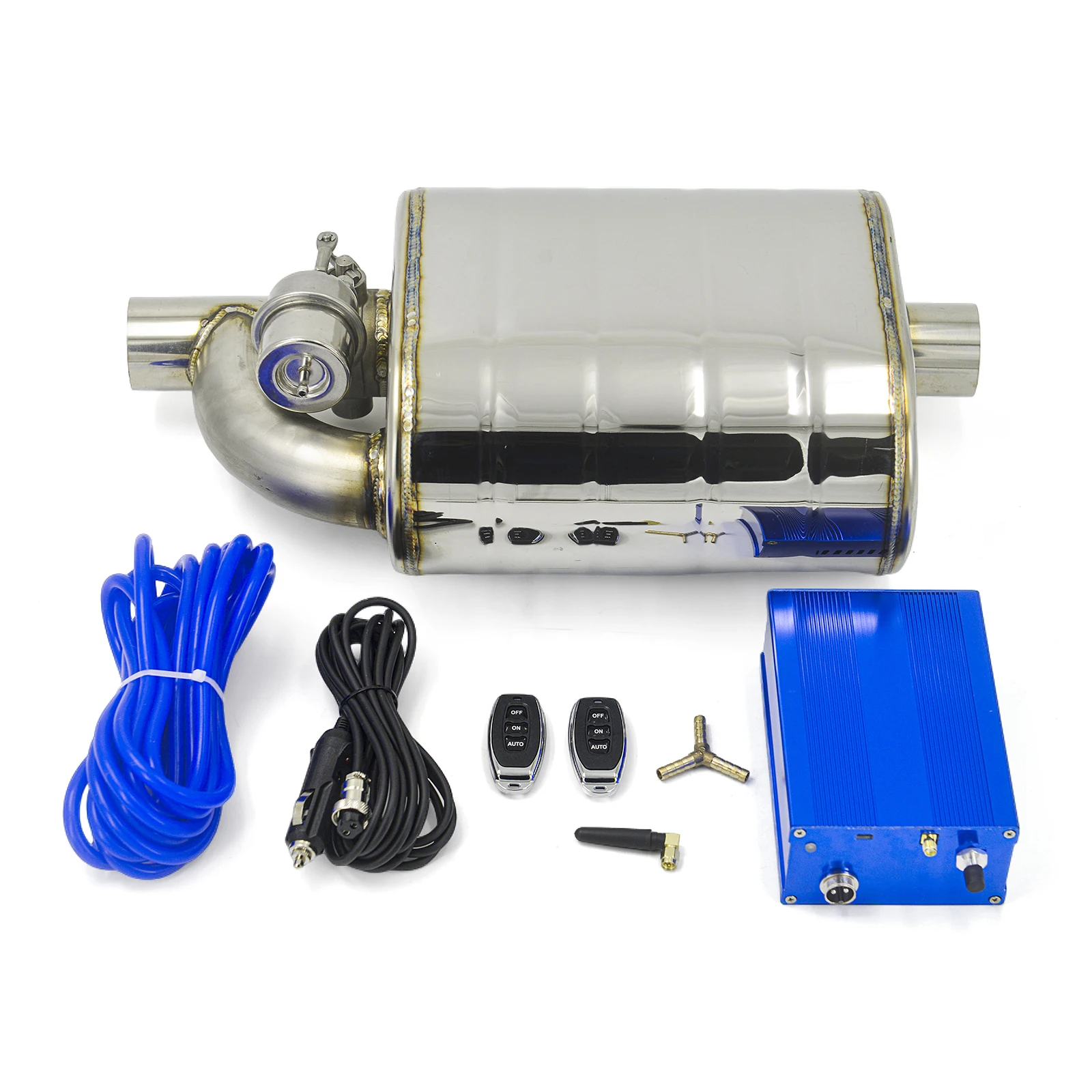 

2/2.25/2.5/2.75/3 Inch Universal Exhaust Muffler With Dump Valve Stainless Steel Electric Exhaust Cutout Remote Control Set