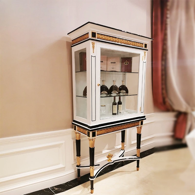 

Shell inlaid parquet Italian double-door wine cabinet European classical villa mansion furniture