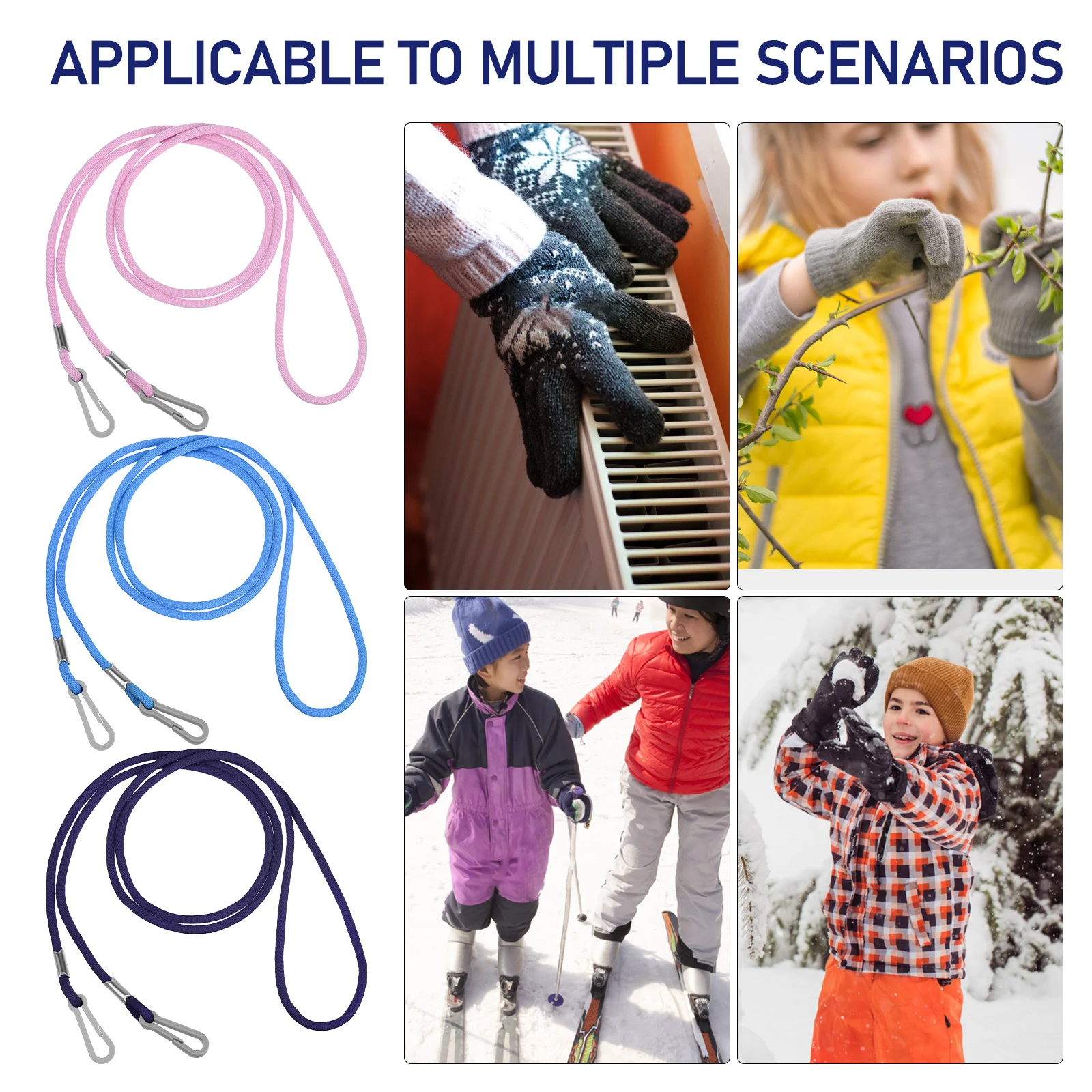 

6 Pcs Children's Glove Lanyard Kids Mitten Clips Metal Gloves Rope Anti lost Nylon Portable Glove Strap Sufficient Quantity