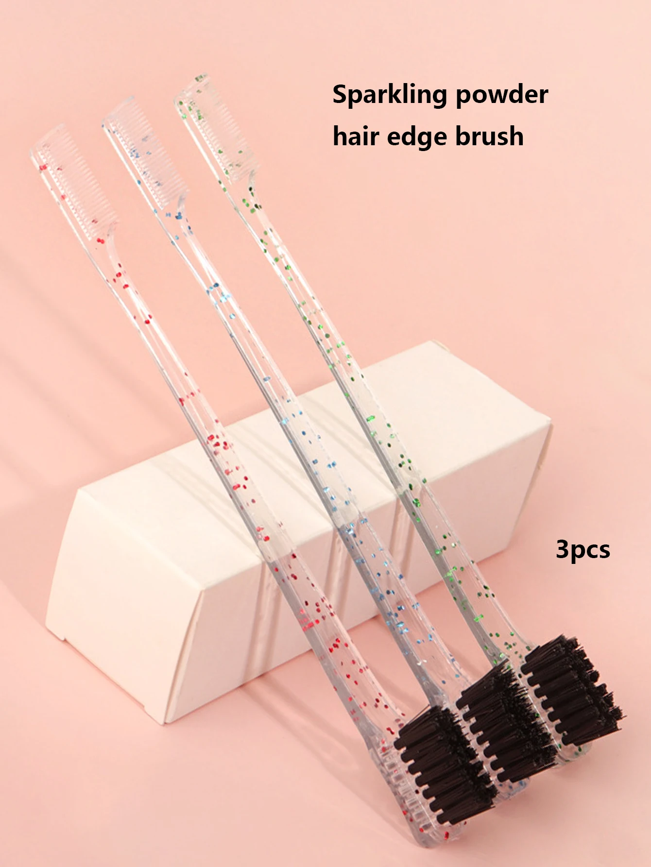 3pcs mixed color crystal two head eyebrow brush, hairline hair comb, eyebrow comb, eyelash tool For Hair Accessories