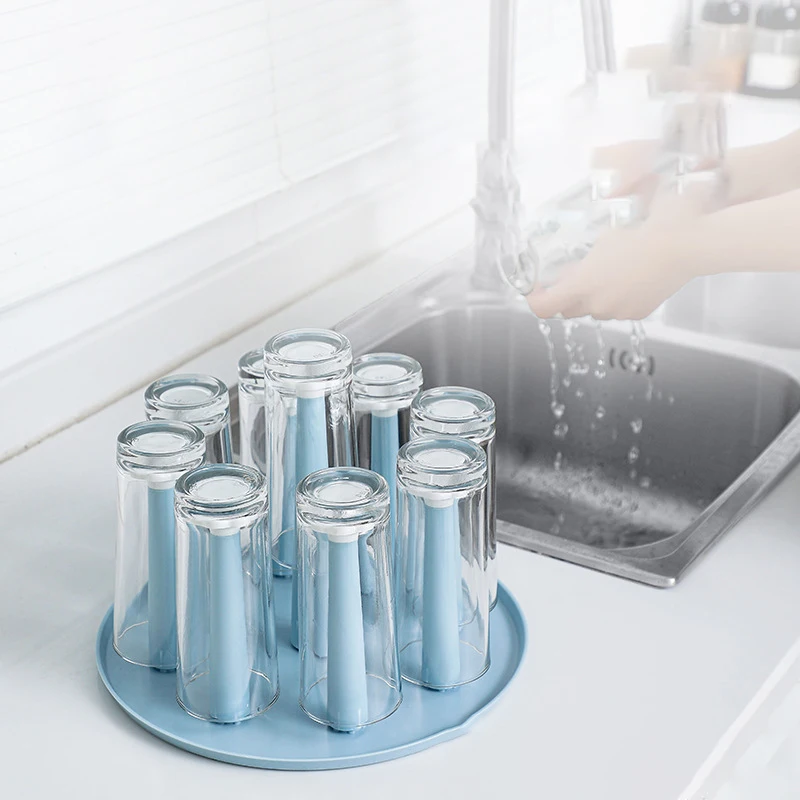 Kitchen Cup Drying Rack Dust-Proof Glass Cup Drainer Holder Stand Detachable Bottle Dish Drying ShelfStorage Tray Kitchen Tool