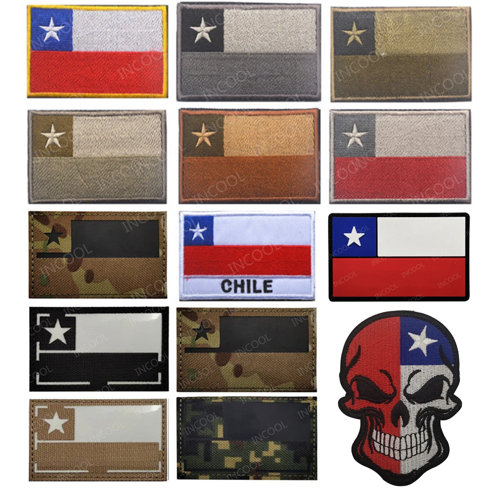 

Chile Flag IR Reflective Patch Chilean Embroidered Flags Patches Tactical Emblem Decorative Badges For Clothing Jackets