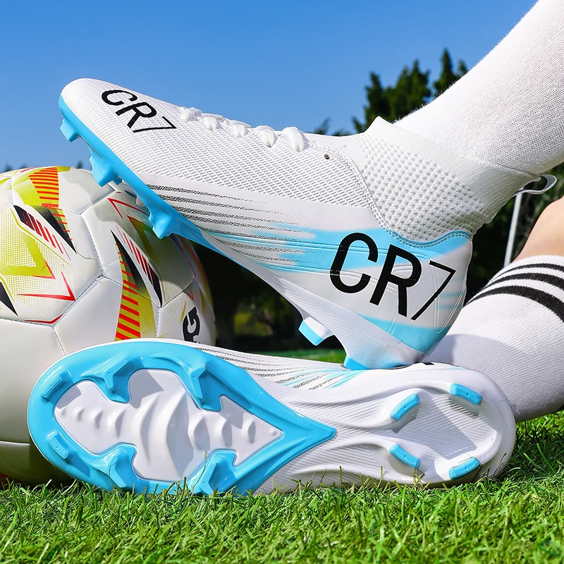 

Men High Top Long Spike Football Shoes Breathable Wear Resistant Sports Training Cleats
