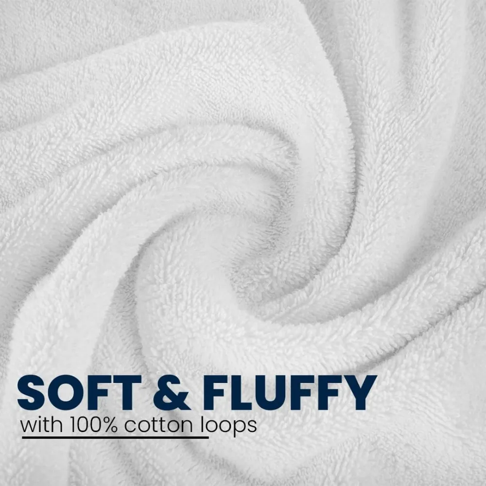 Toallitas de algodón hilado con anillo 100% peinado blanco de 13x13 pulgadas de primera calidad, paquete de 300, toallas de lujo ultrasuaves, altamente absorbentes y a granel para