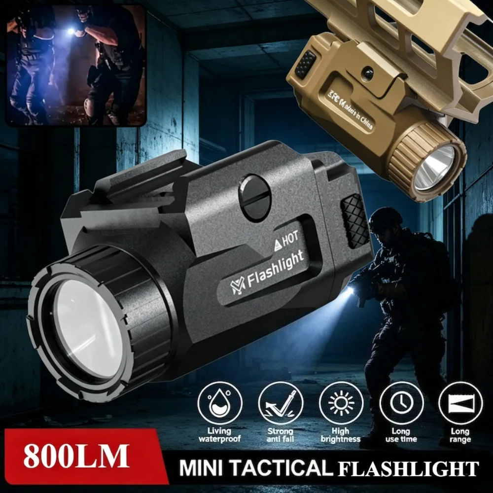 

800 LM Airsoft Pistol Light Tactical LED Flashlight Quick Release Scout Gun Lamp G17 18C 22 Fit 20mm Rail for Outdoor Hunting