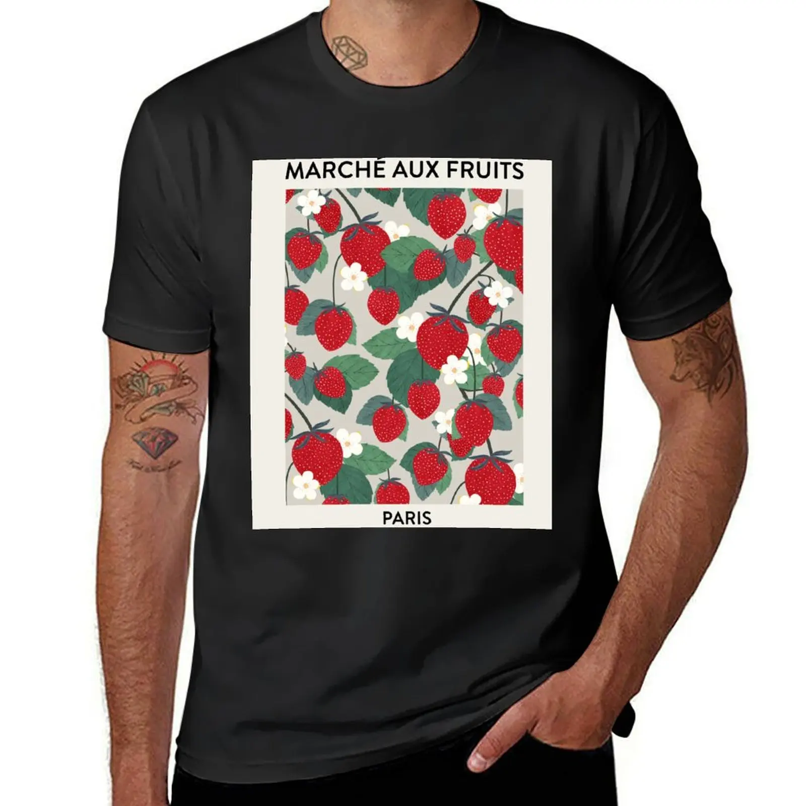 

Fruit market Strawberries Paris T-Shirt summer top cute tops for a boy quick-drying plain t shirts men