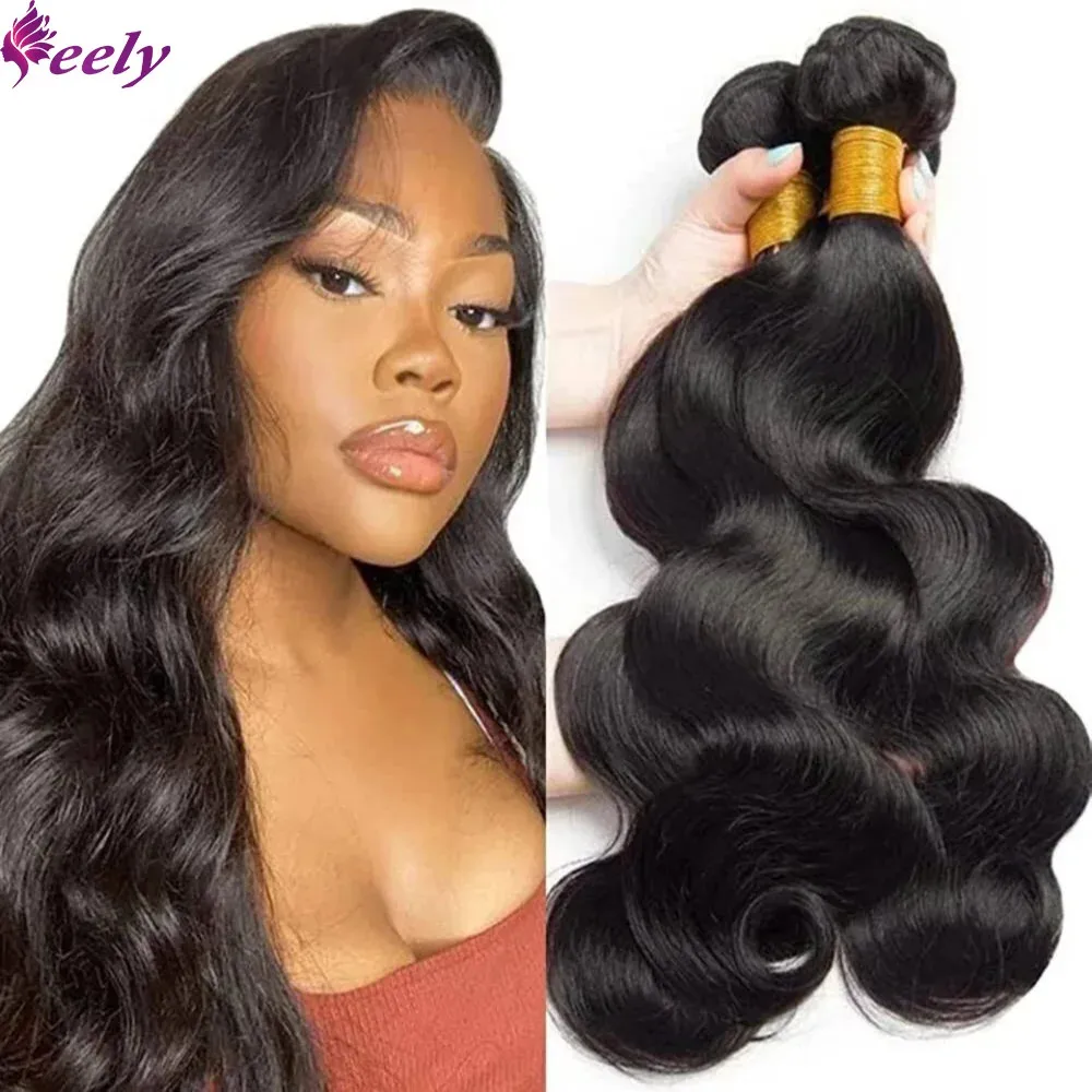 Human Hair Bundles Body Wave Bundles Human Hair Extensions Brazilian 100% Unprocessed Remy Hair Natural Black Color 1B For Women