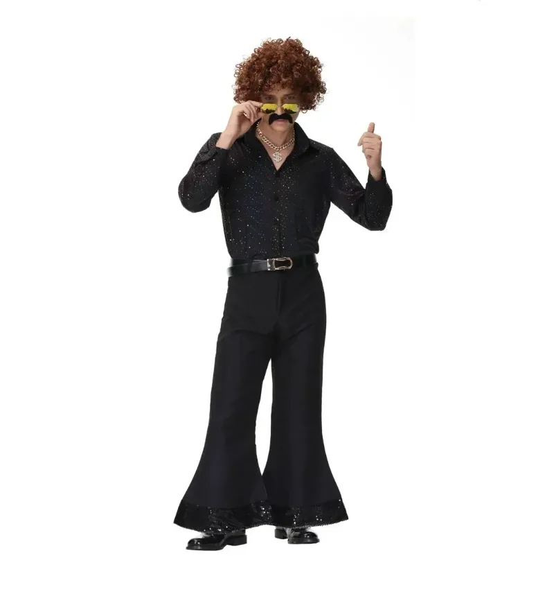 Disfraces de Halloween para mujer, disfraz Hippie masculino para parejas, conjunto de ropa de Cosplay Vintage de los años 60 puesta en escena Rock Disco