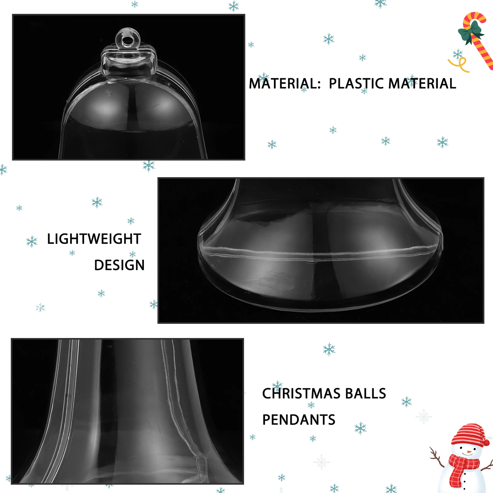 

10 Pcs Candy Box Transparent Xmas Hanging Decor Practical Biscuit Boxes Clear Pendant Plastic Packing Bell Shaped Storage