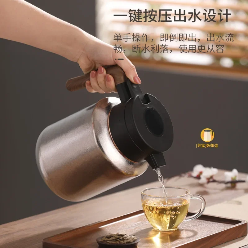 Kettle Pure titanium stew teapot Large capacity thermal insulation pot Household brewing teapot Titanium pot