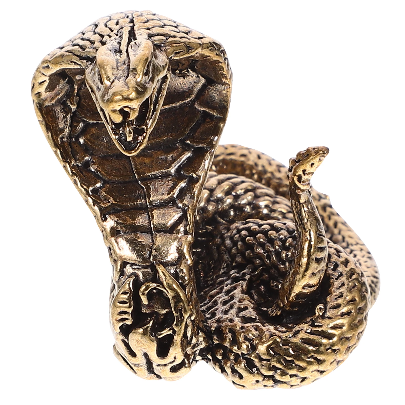 

Brass Tea Pet Cobra Sculpture Creative Snake Figurine Desktop Adornment Mini Statues Tiny Zodiac Figurine Bronze Decor Coiled