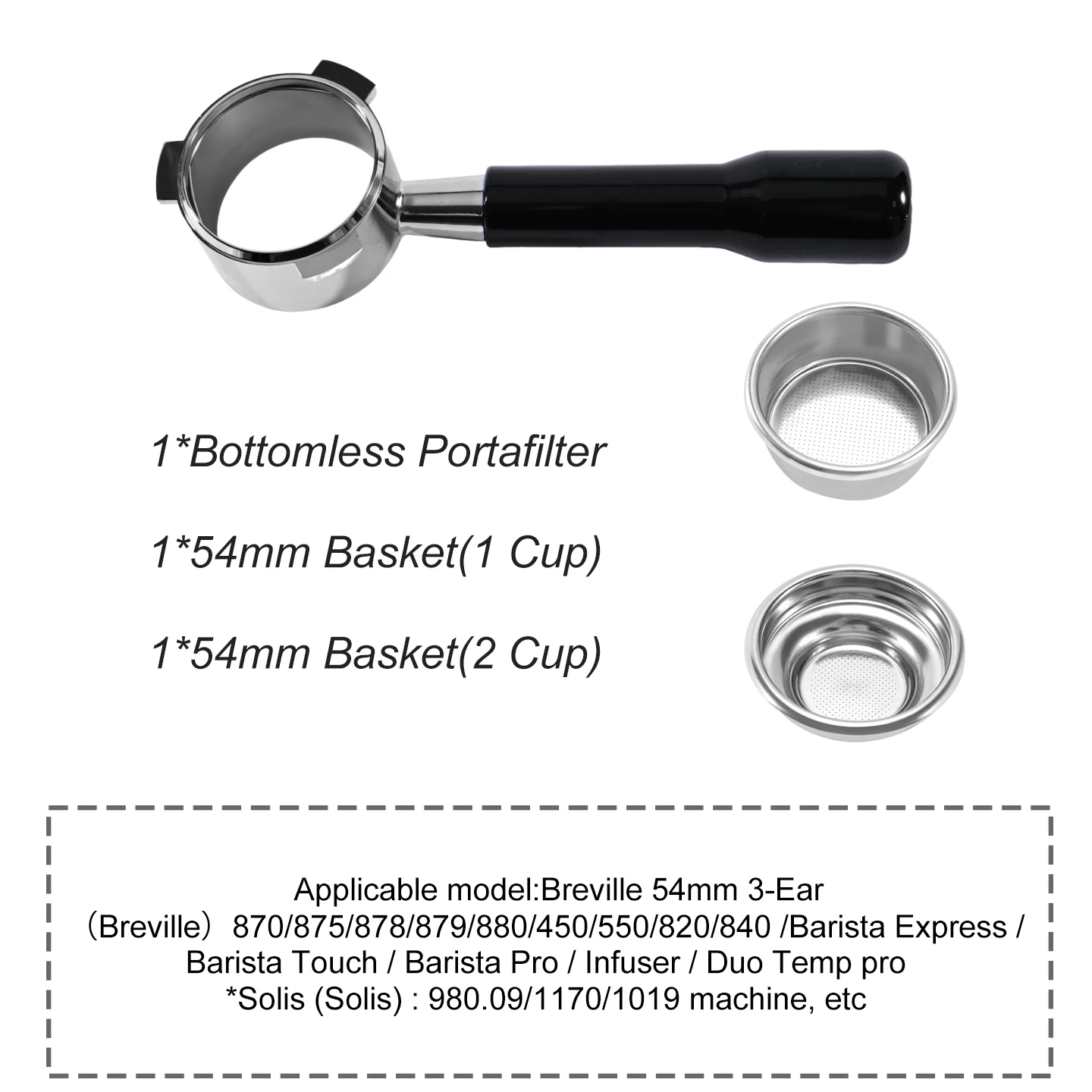 54mm Koffie Bodemloze Portafilter Naakt Voor Breville Sage 870 878 879 Filtermand Espressomachine Accessoires Barista Gereedschap